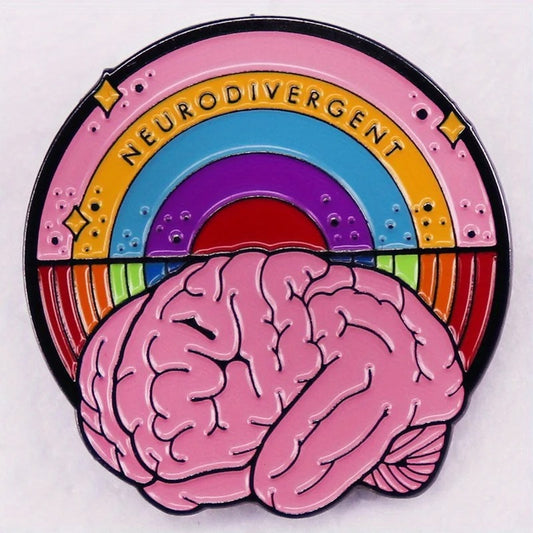 Neurodivergent Rainbow Brain Enamel Brooch