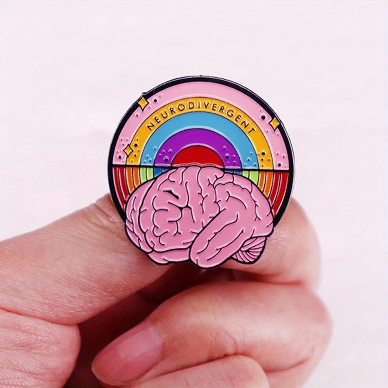 Neurodivergent Rainbow Brain Enamel Brooch