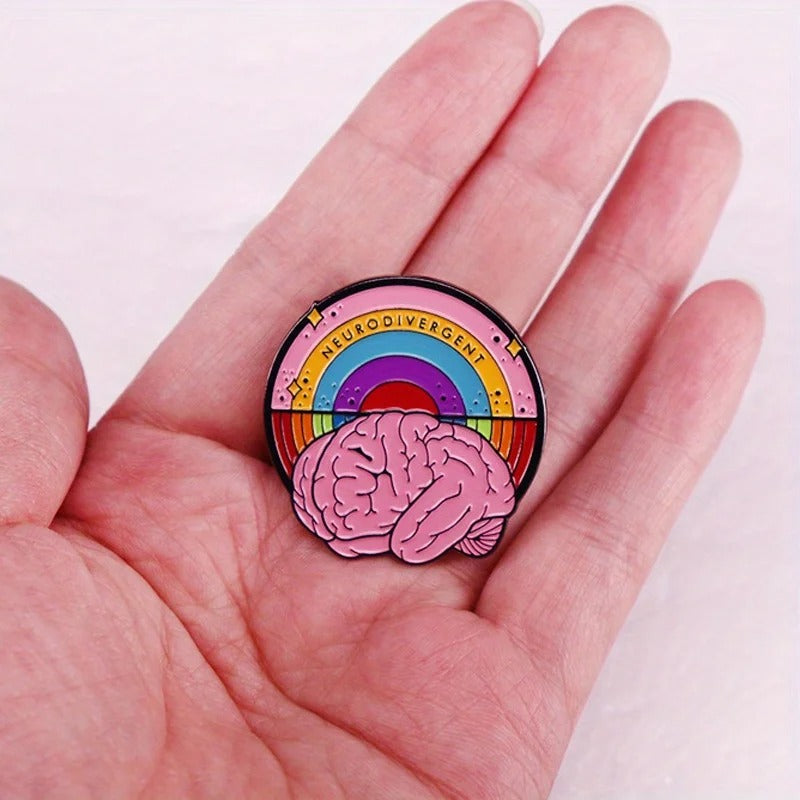 Neurodivergent Rainbow Brain Enamel Brooch