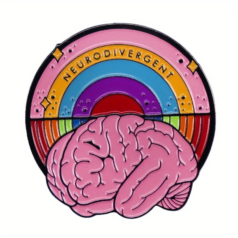 Neurodivergent Rainbow Brain Enamel Brooch