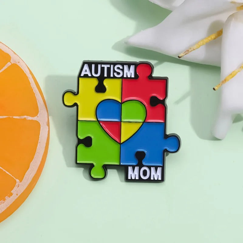 Autism Mom Enamel Brooch